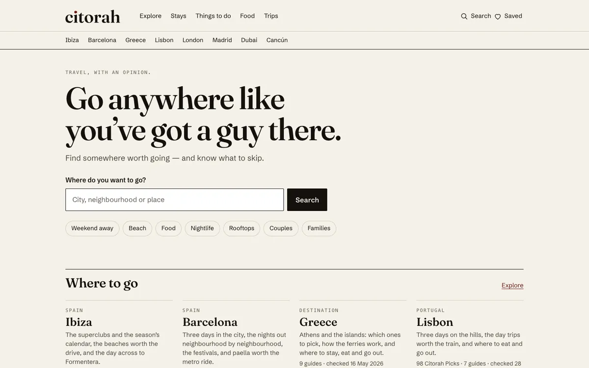 The Citorah homepage